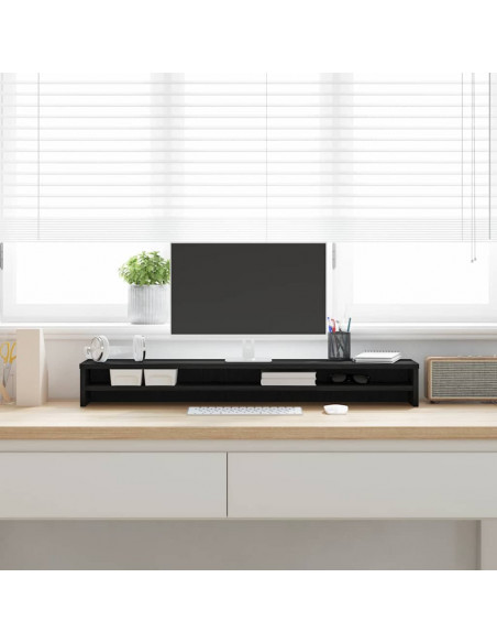 Supporto per Monitor Rovere Nero 100x24x13 cm Legno Multistrato
