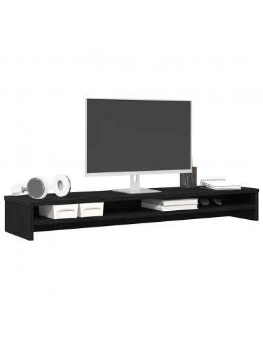 Supporto per Monitor Rovere Nero 100x24x13 cm Legno Multistrato