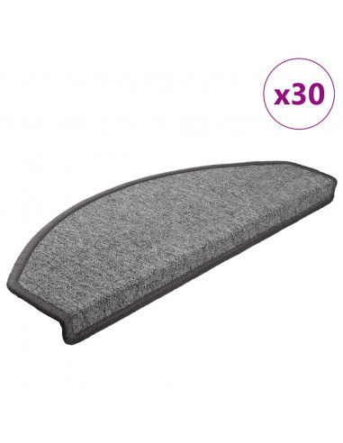Tappetini per Scale 30 pz Grigio Scuro 65x24x4 cm