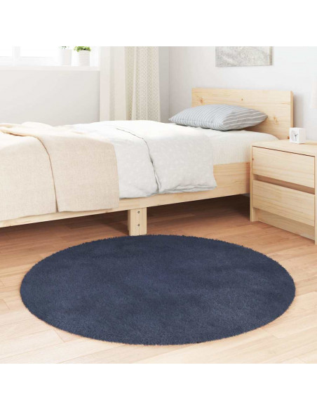 Tappeto Shaggy a Pelo Lungo NAVARRA Blu Marino 100x100 cm