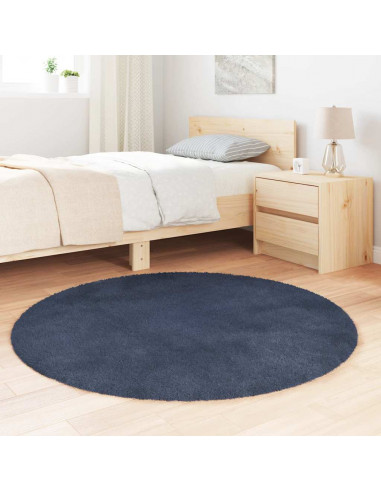 Tappeto Shaggy a Pelo Lungo NAVARRA Blu Marino 120x120 cm