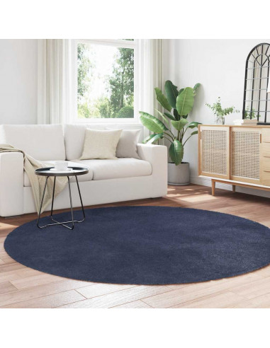 Tappeto Shaggy a Pelo Lungo NAVARRA Blu Marino 200x200 cm