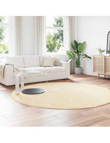 Tappeto Shaggy a Pelo Lungo NAVARRA Crema 240x240 cm poliestere