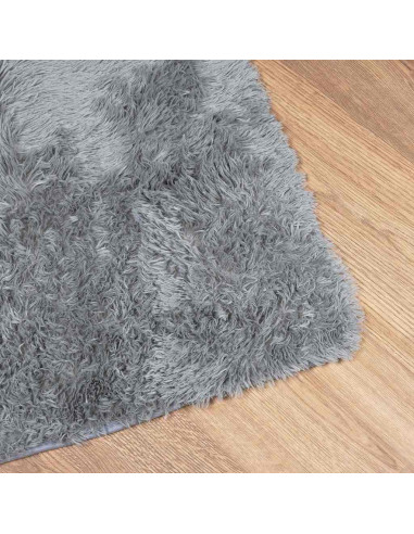 Tappeto Shaggy a Pelo Lungo NAVARRA Grigio Argento 120x120cm