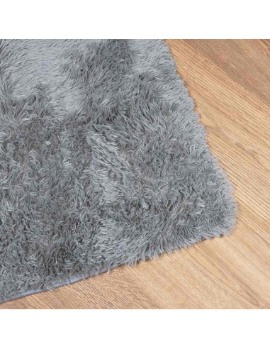 Tappeto Shaggy a Pelo Lungo NAVARRA Grigio Argento 160x160cm