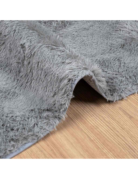 Tappeto Shaggy a Pelo Lungo NAVARRA Grigio Argento 60x100 cm