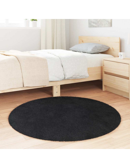 Tappeto Shaggy a Pelo Lungo NAVARRA Nero 100x100 cm poliestere