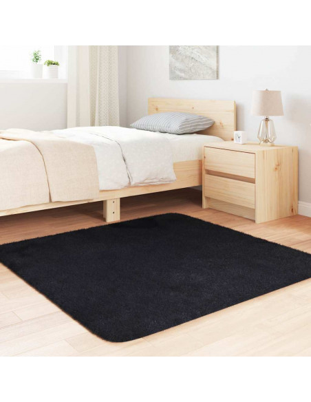 Tappeto Shaggy a Pelo Lungo NAVARRA Nero 120x120 cm poliestere