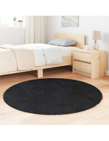 Tappeto Shaggy a Pelo Lungo NAVARRA Nero 120x120 cm poliestere