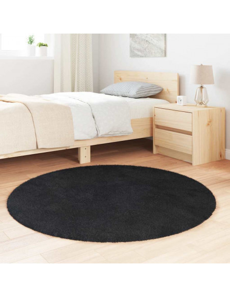 Tappeto Shaggy a Pelo Lungo NAVARRA Nero 120x120 cm poliestere