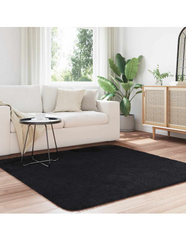 Tappeto Shaggy a Pelo Lungo NAVARRA Nero 160x160 cm poliestere