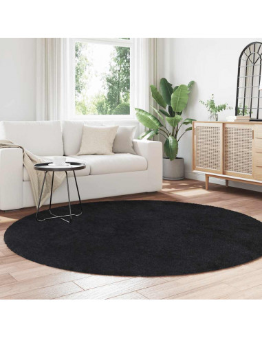 Tappeto Shaggy a Pelo Lungo NAVARRA Nero 200x200 cm poliestere