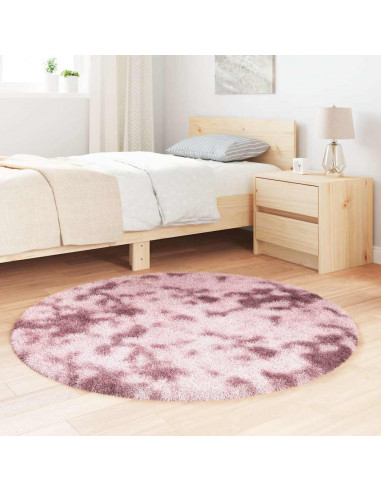 Tappeto Shaggy a Pelo Lungo NAVARRA Rosa Antico 120x120cm