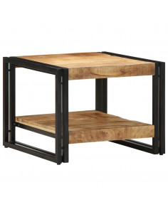 Tavolino da Salotto 50x50x38 cm Legno Massello di Mango Grezzo 2