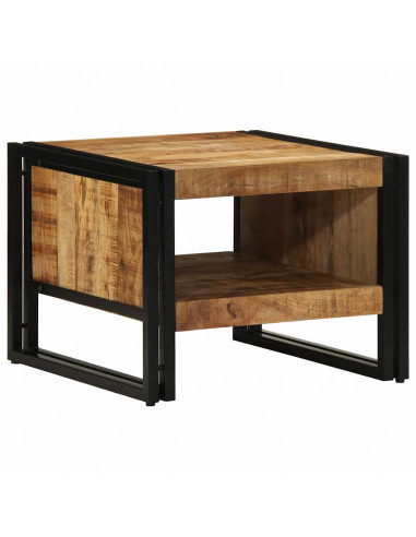 Tavolino da Salotto 50x50x38 cm Legno Massello di Mango Grezzo