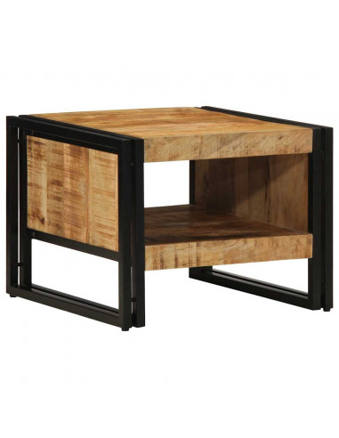 Tavolino da Salotto 50x50x38 cm Legno Massello di Mango Grezzo