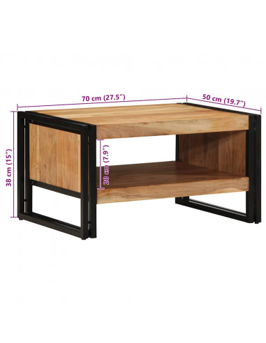 Tavolino da Salotto 70x50x38 cm Legno Massello di Acacia