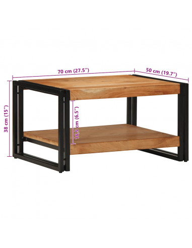 Tavolino da Salotto 70x50x38 cm Legno Massello di Acacia