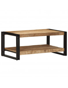 Tavolino da Salotto 90x50x38 cm Legno Massello di Mango Grezzo 2