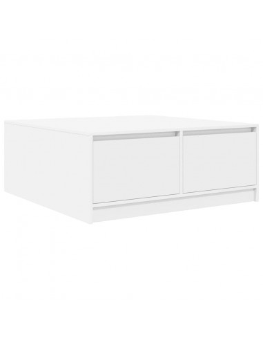 Tavolino da Salotto con Cassetti Bianco 100x100x40 cm