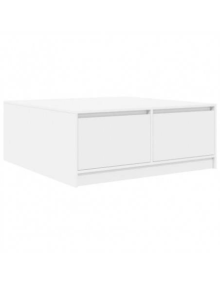 Tavolino da Salotto con Cassetti Bianco 100x100x40 cm