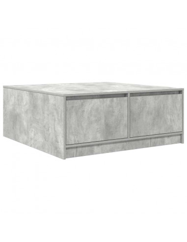 Tavolino da Salotto con Cassetti Grigio Cemento 100x100x40 cm