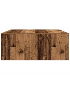 Tavolino da Salotto con Cassetti Legno Antico 100x100x40 cm 2