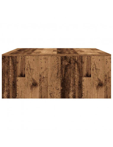 Tavolino da Salotto con Cassetti Legno Antico 100x100x40 cm