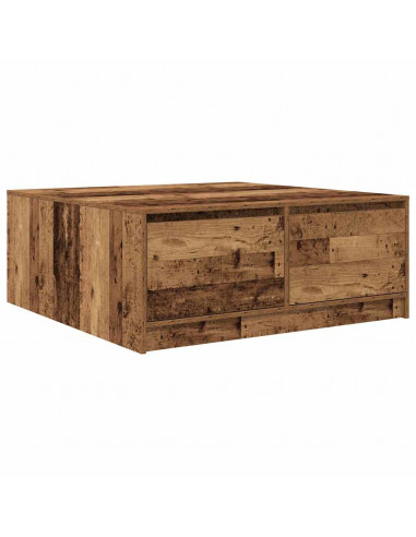 Tavolino da Salotto con Cassetti Legno Antico 100x100x40 cm