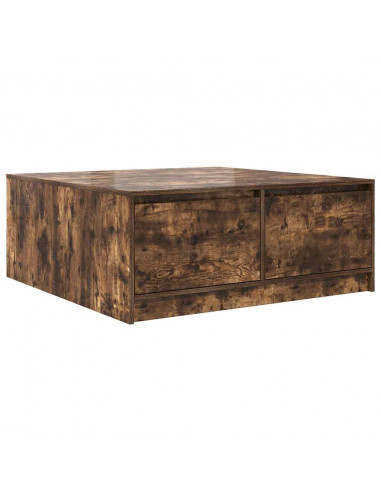 Tavolino da Salotto con Cassetti Rovere Fumo 100x100x40 cm