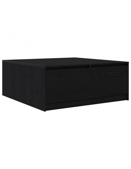 Tavolino da Salotto con Cassetti Rovere Nero 100x100x40 cm