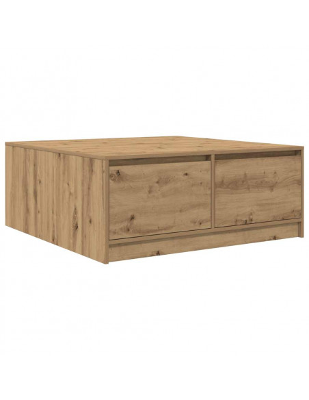 Tavolino Salotto con Cassetti Rovere Artigianale 100x100x40 cm