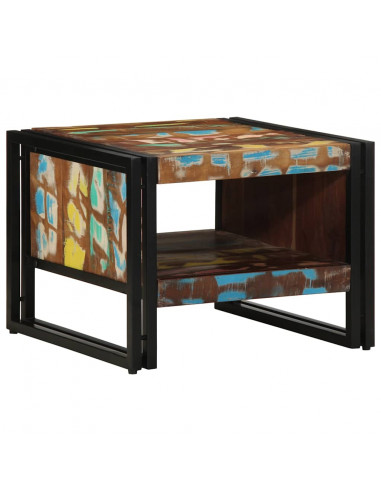 Tavolino Salotto Multicolore 50x50x38cm Legno Massello Recupero