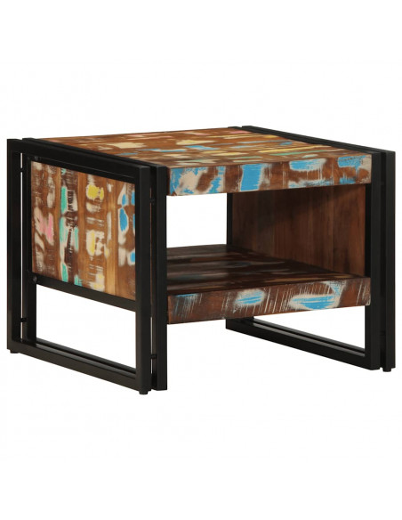 Tavolino Salotto Multicolore 50x50x38cm Legno Massello Recupero