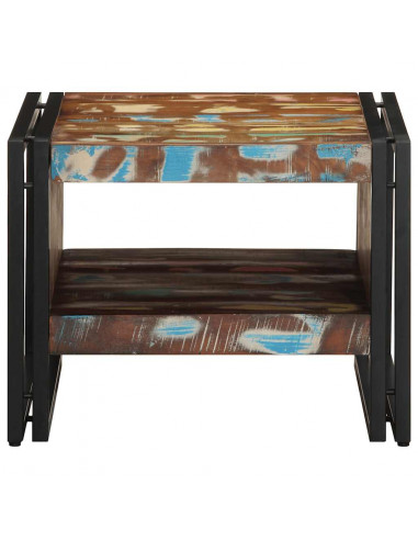 Tavolino Salotto Multicolore 50x50x38cm Legno Massello Recupero