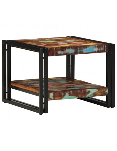 Tavolino Salotto Multicolore 50x50x38cm Legno Massello Recupero