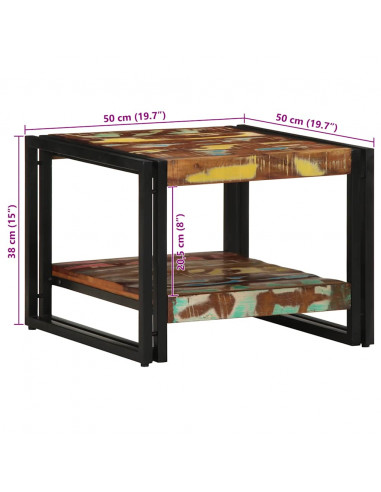 Tavolino Salotto Multicolore 50x50x38cm Legno Massello Recupero