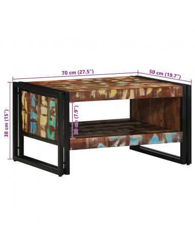 Tavolino Salotto Multicolore 70x50x38cm Legno Massello Recupero