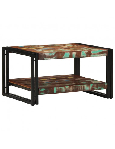 Tavolino Salotto Multicolore 70x50x38cm Legno Massello Recupero