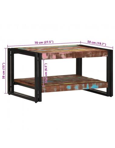 Tavolino Salotto Multicolore 70x50x38cm Legno Massello Recupero