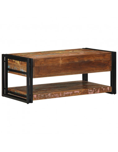 Tavolino Salotto Multicolore 90x50x38cm Legno Massello Recupero