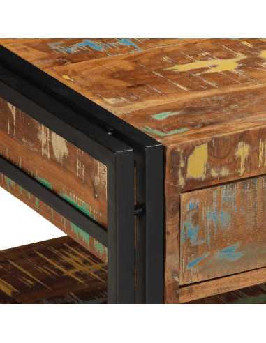 Tavolino Salotto Multicolore 90x50x38cm Legno Massello Recupero