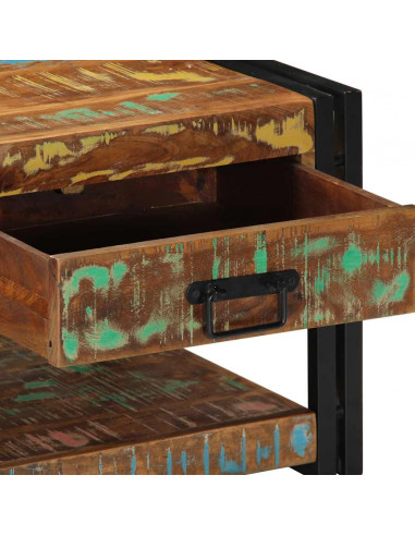 Tavolino Salotto Multicolore 90x50x38cm Legno Massello Recupero