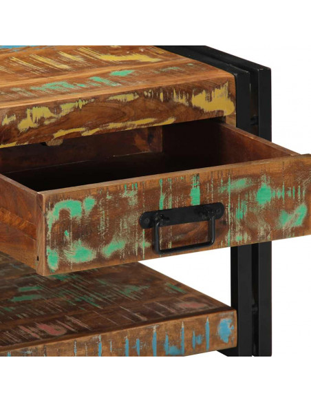 Tavolino Salotto Multicolore 90x50x38cm Legno Massello Recupero