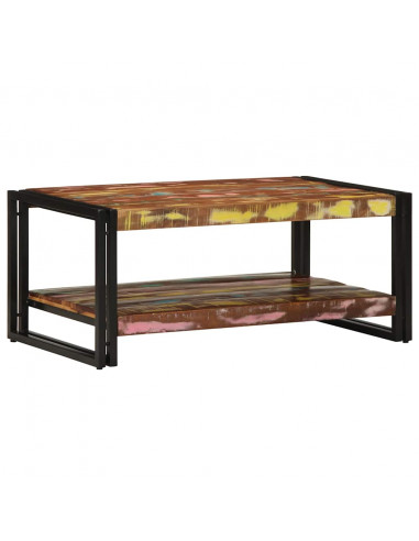 Tavolino Salotto Multicolore 90x50x38cm Legno Massello Recupero