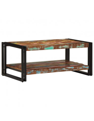 Tavolino Salotto Multicolore 90x50x38cm Legno Massello Recupero