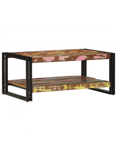 Tavolino Salotto Multicolore 90x50x38cm Legno Massello Recupero