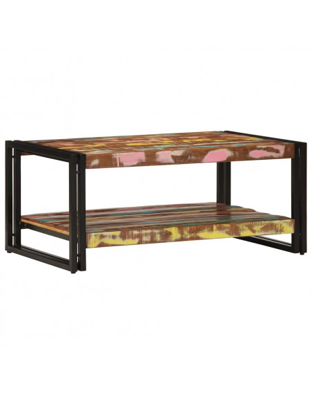 Tavolino Salotto Multicolore 90x50x38cm Legno Massello Recupero