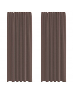 Tende in Voile con Linguetta 2 pz Marrone 2