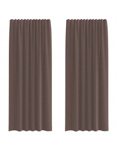 Tende in Voile con Linguetta 2 pz Marrone 2